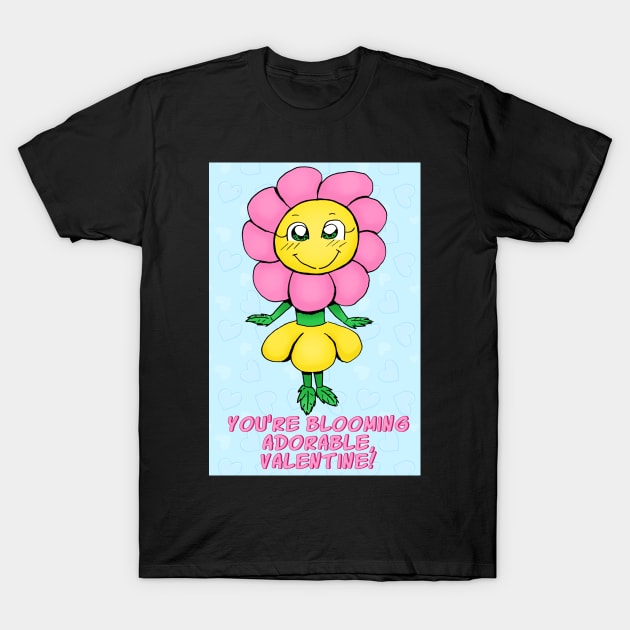 Cute Cartoon Flower Girl Valentine's Day Card T-Shirt by dogbone42